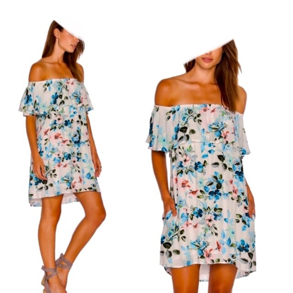 Sanctuary Stella Havanna White Floral Off The Shoulder Mini Dress Size S
